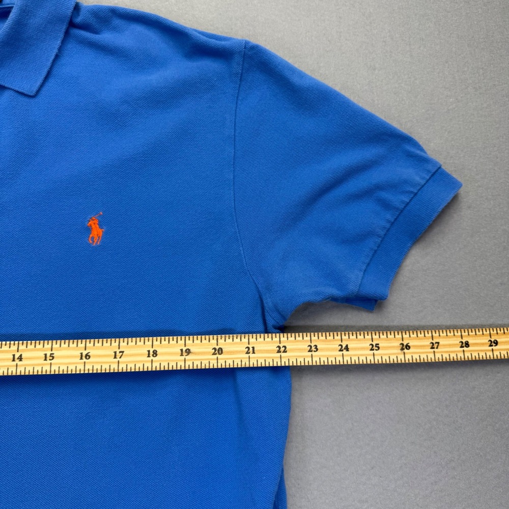 Polo Ralph Lauren Large Short Sleeve‎ Pique Cotton Polo Shirt Orange Logo READ - Picture 3 of 8
